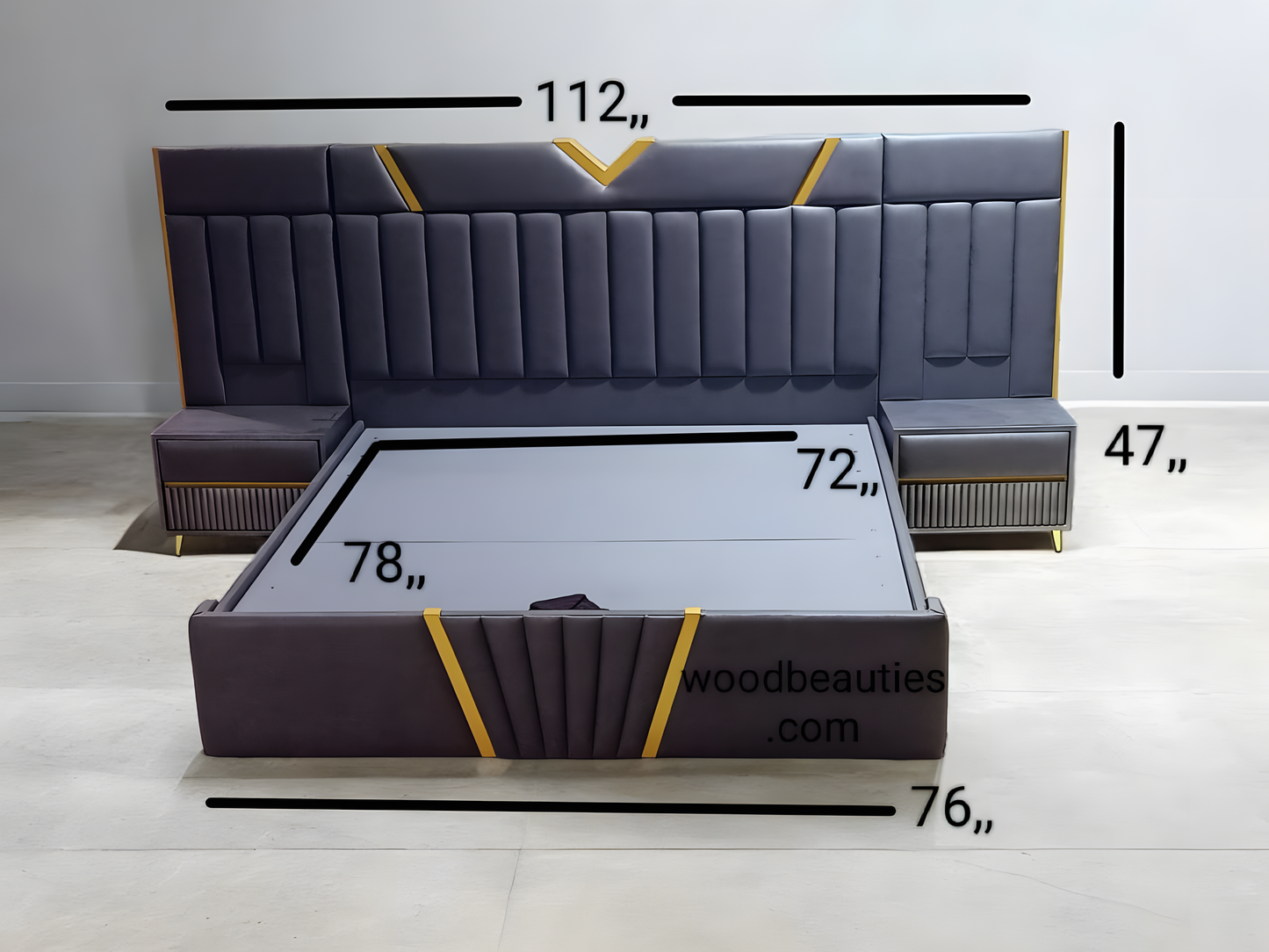 Head Cushioned King size Bed with Storage