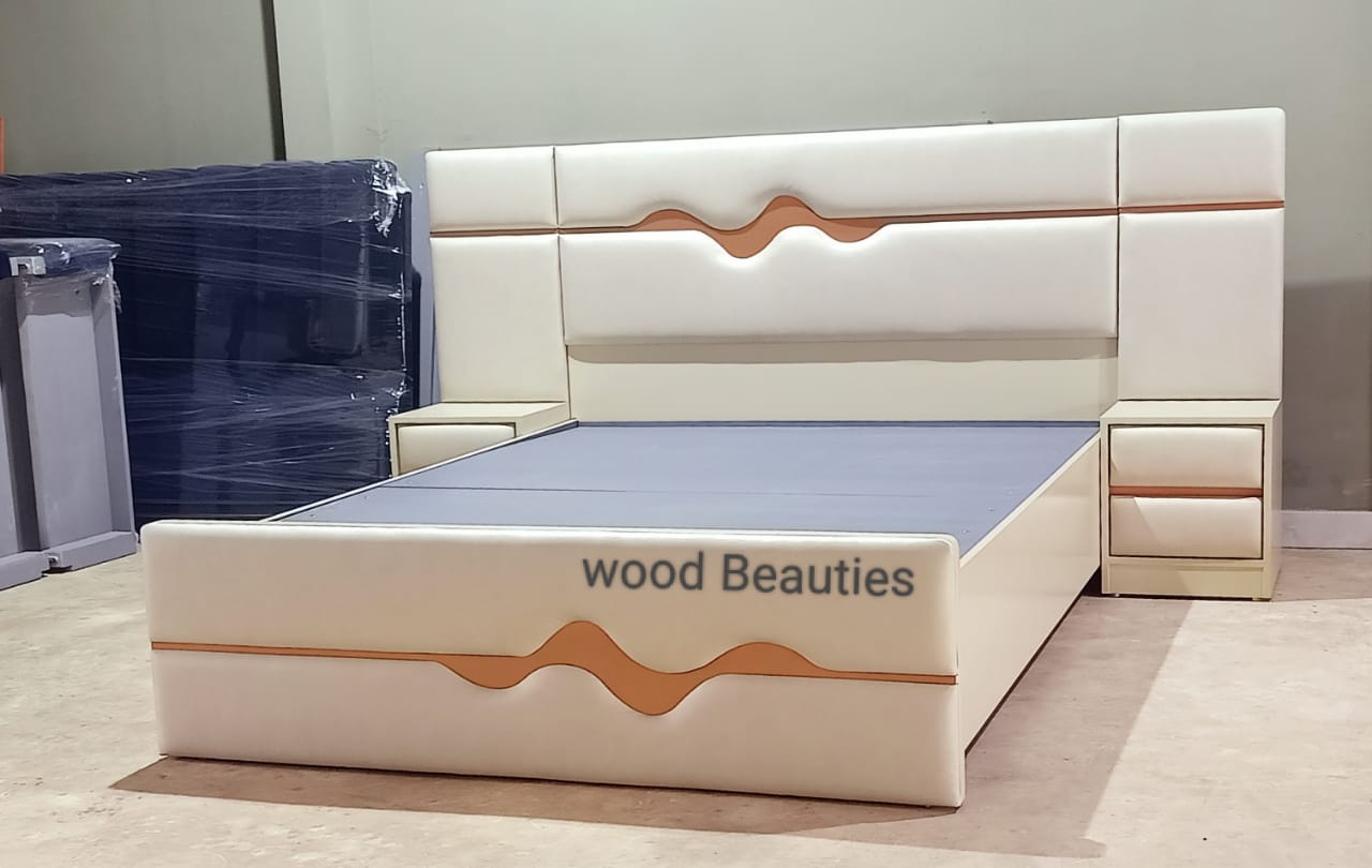 Designer Bed with Attached Side Tables