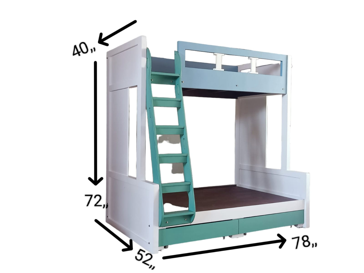 Double Kids Blue and White Bunk Bed