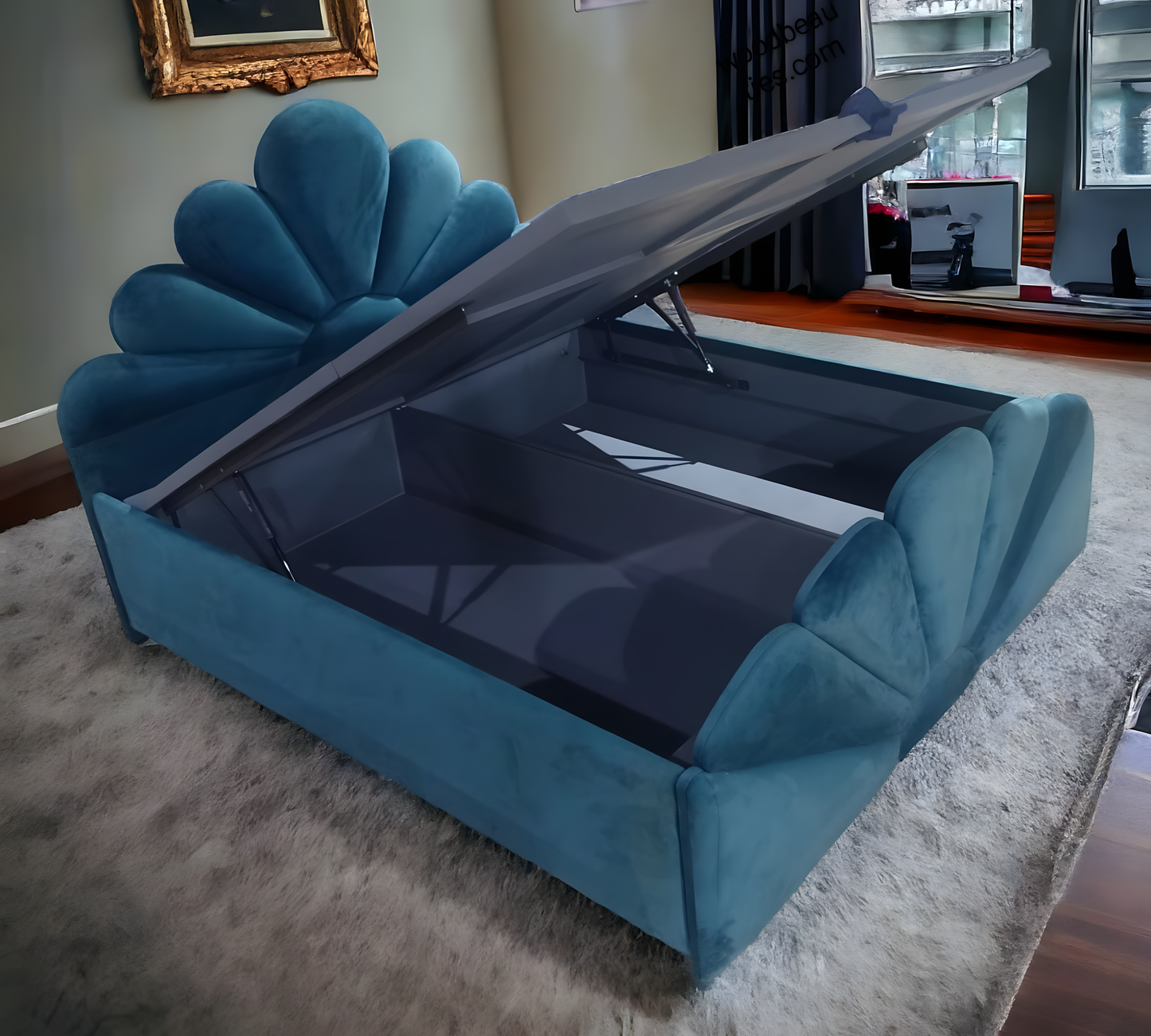 Luxury Fabricated Bed in Blue Colour