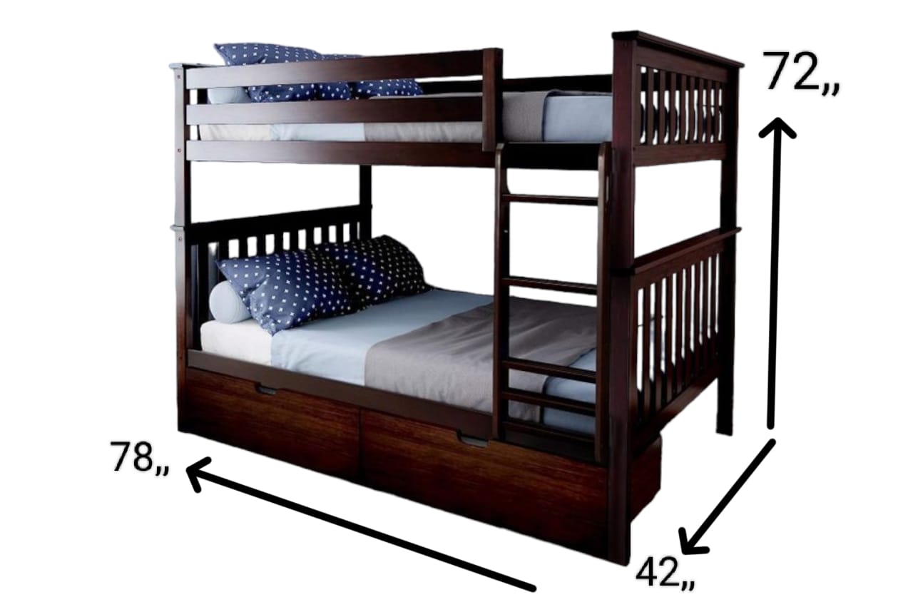 Chocolate Colored Wooden Bunk Bed