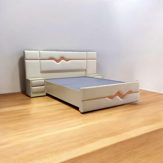 Designer Bed with Attached Side Tables