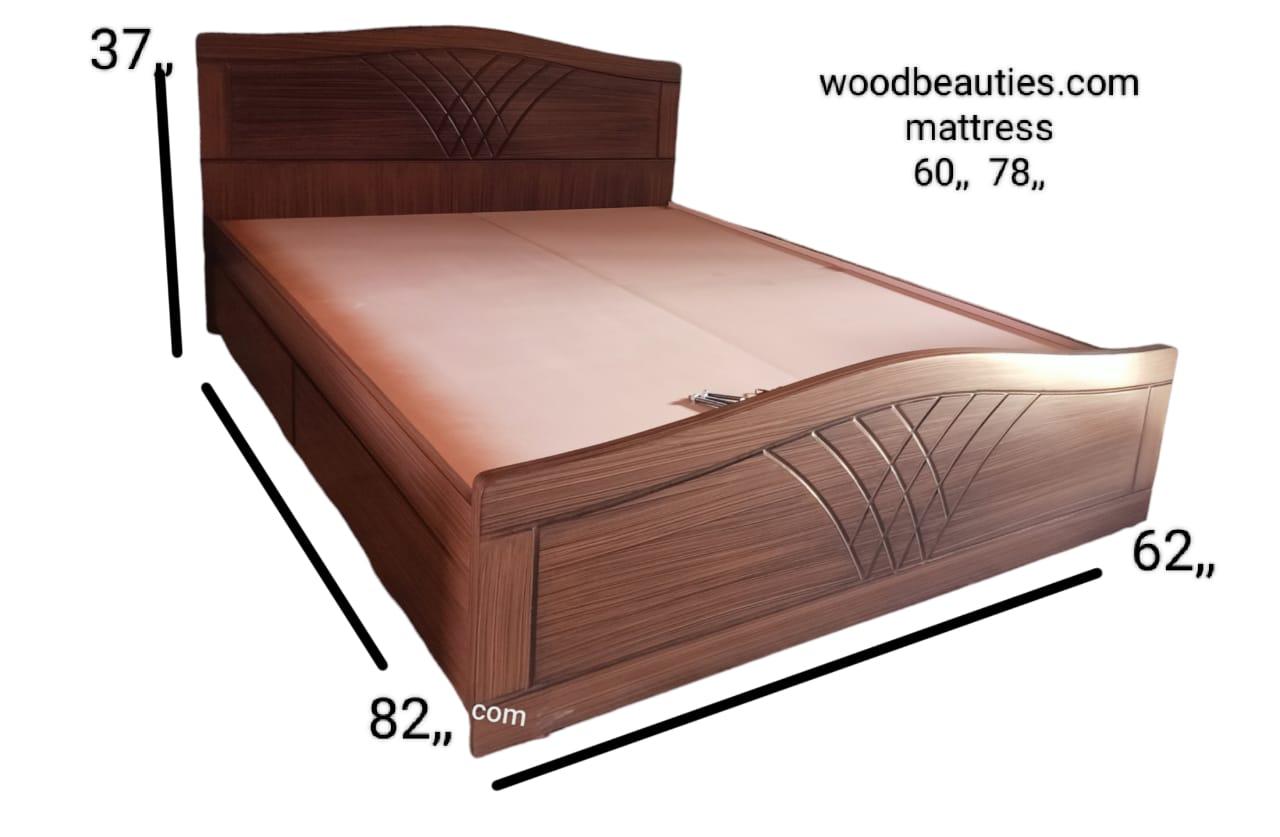 Queen Size Bed with Dark Walnut Polish