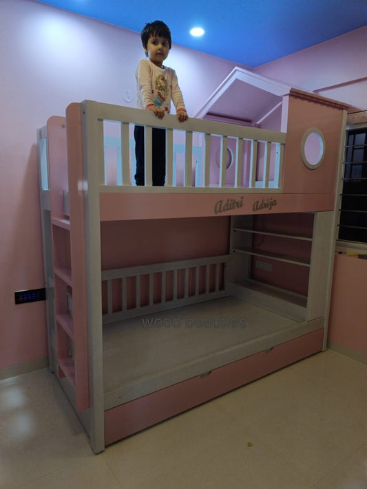 Hut Bunk Bed - Baby Pink Color