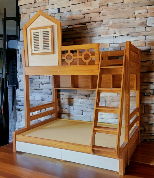 Double wooden bunk bed