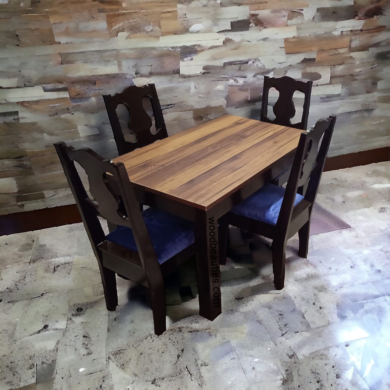 Brown and Blue Four Seater Dining Set