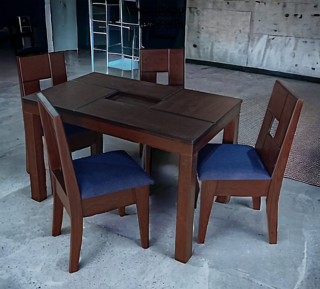 Brown and Blue Four Seater Dining Set