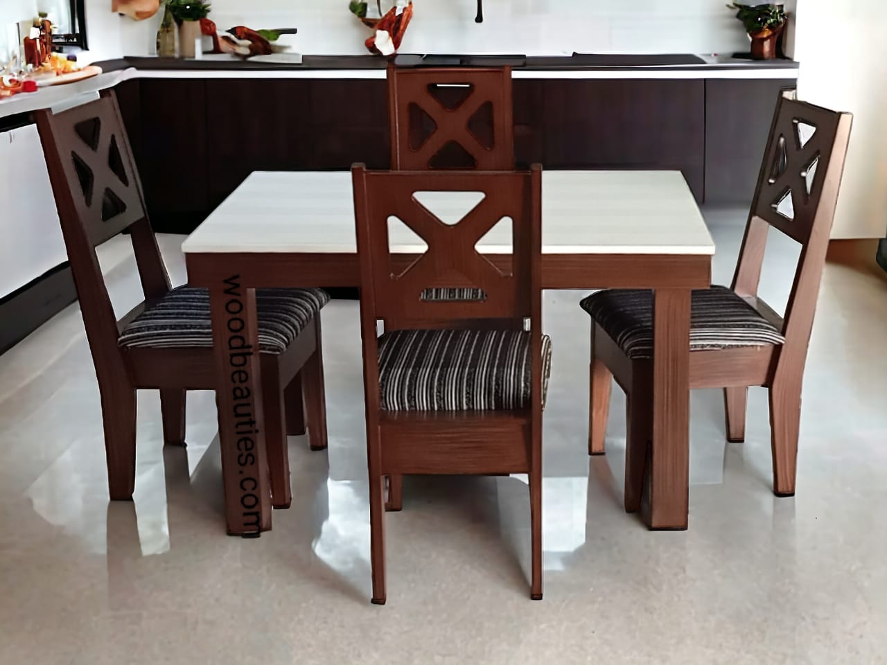 Grey Cushioned Four Seater Dining Set