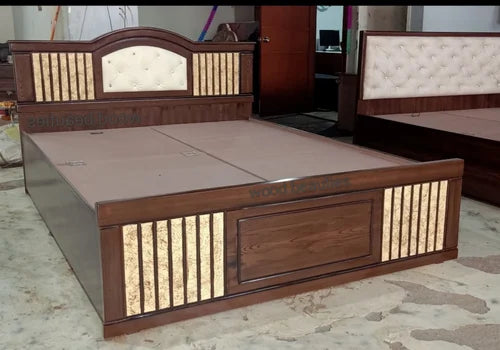 Wooden Bed with Bottom Storage