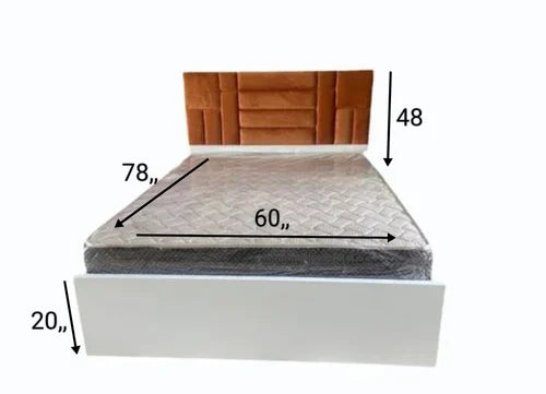 Designer White and Brown Wooden Bed