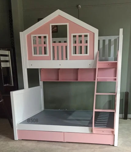 Queen Size Wooden Hut Bunk Bed