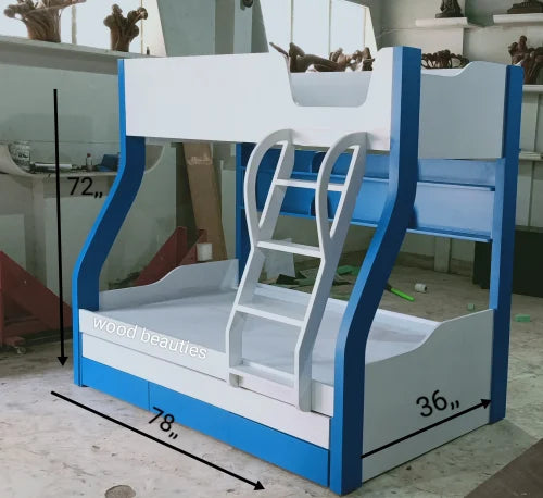 White and Blue Bunk Bed