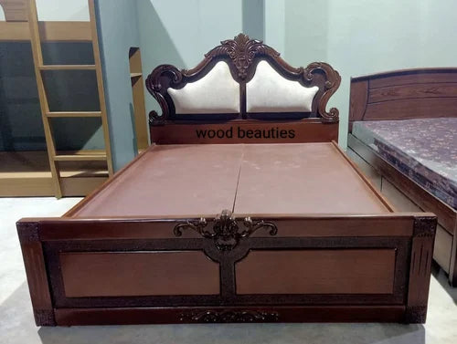 Double Wood Carved Bed