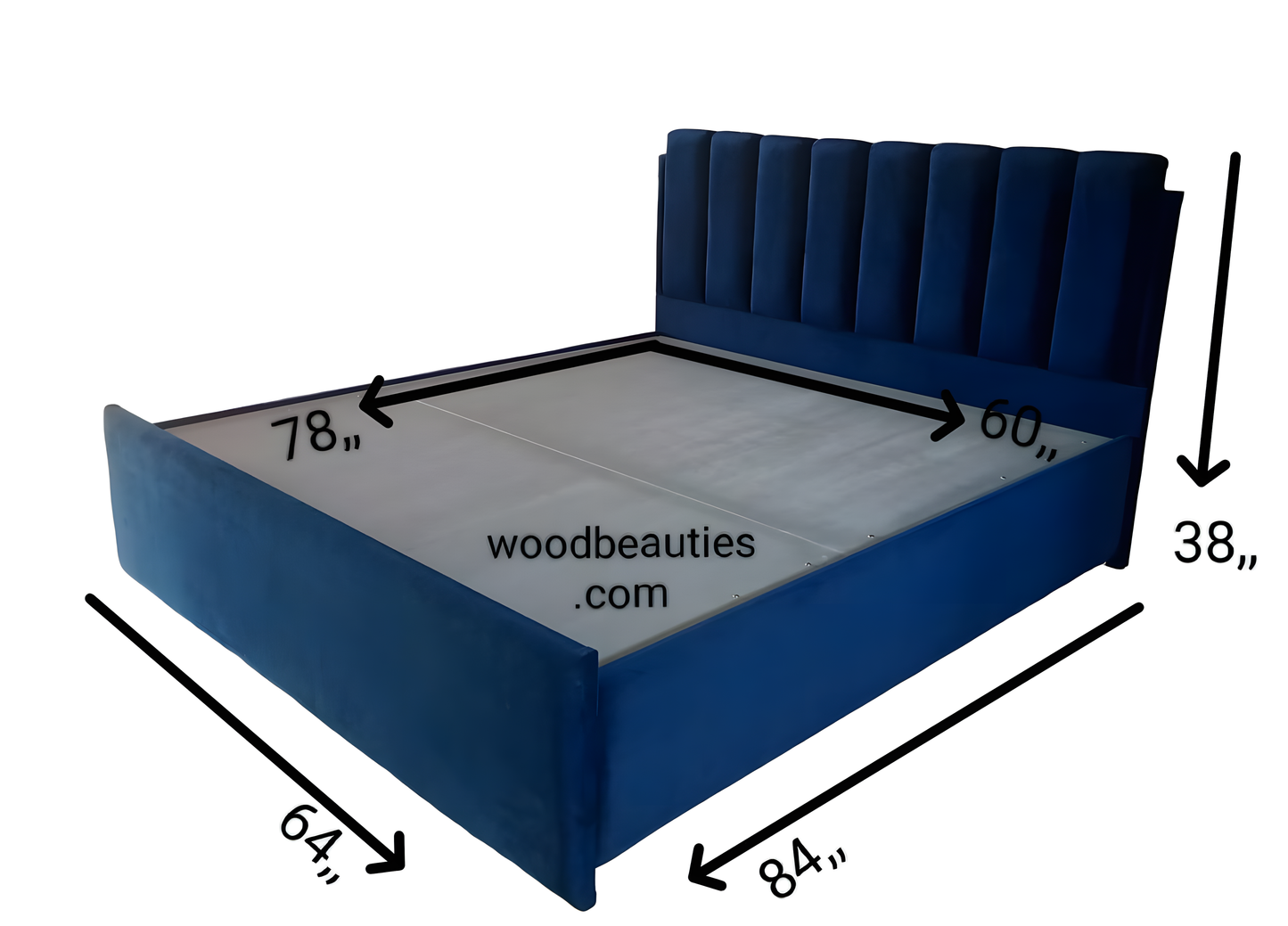 Elegant Royal Blue Upholstered Bed