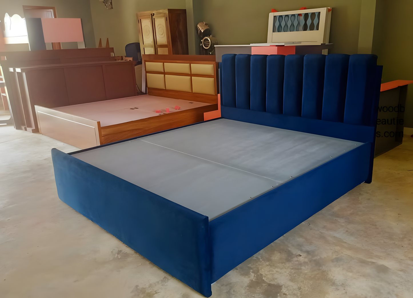 Elegant Royal Blue Upholstered Bed