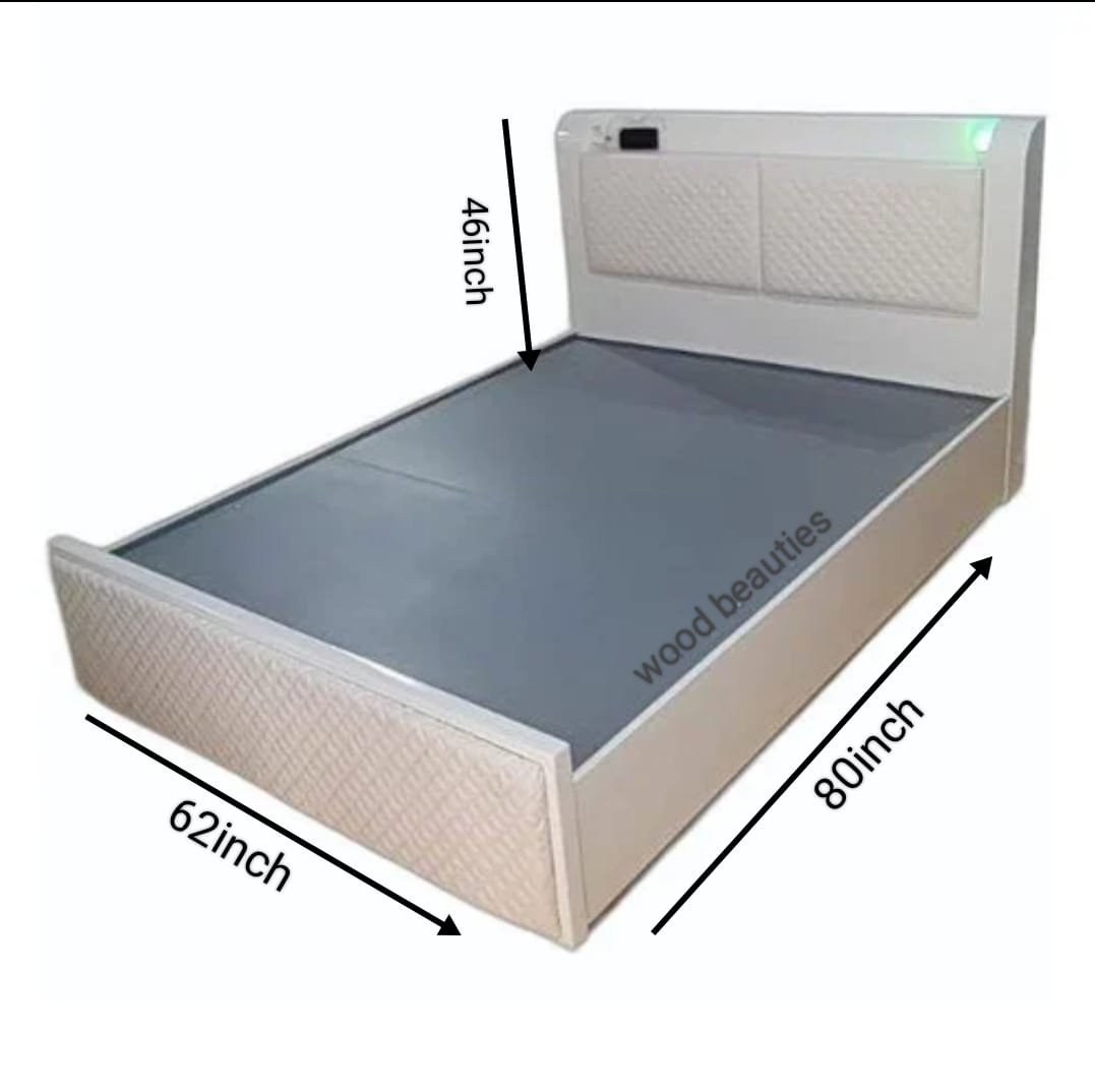 White Head Board Cushioned Bed