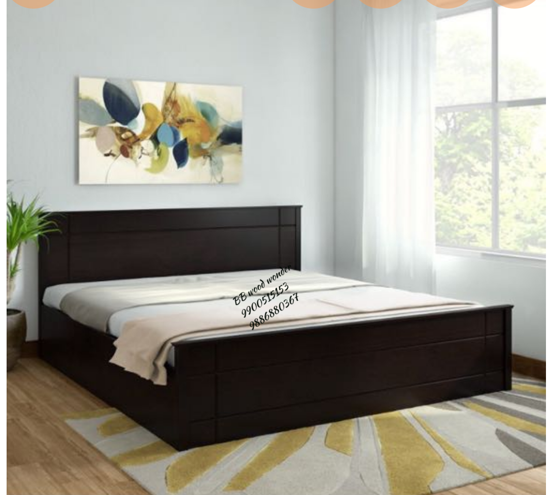 Queen Size Wooden Bed with Storage