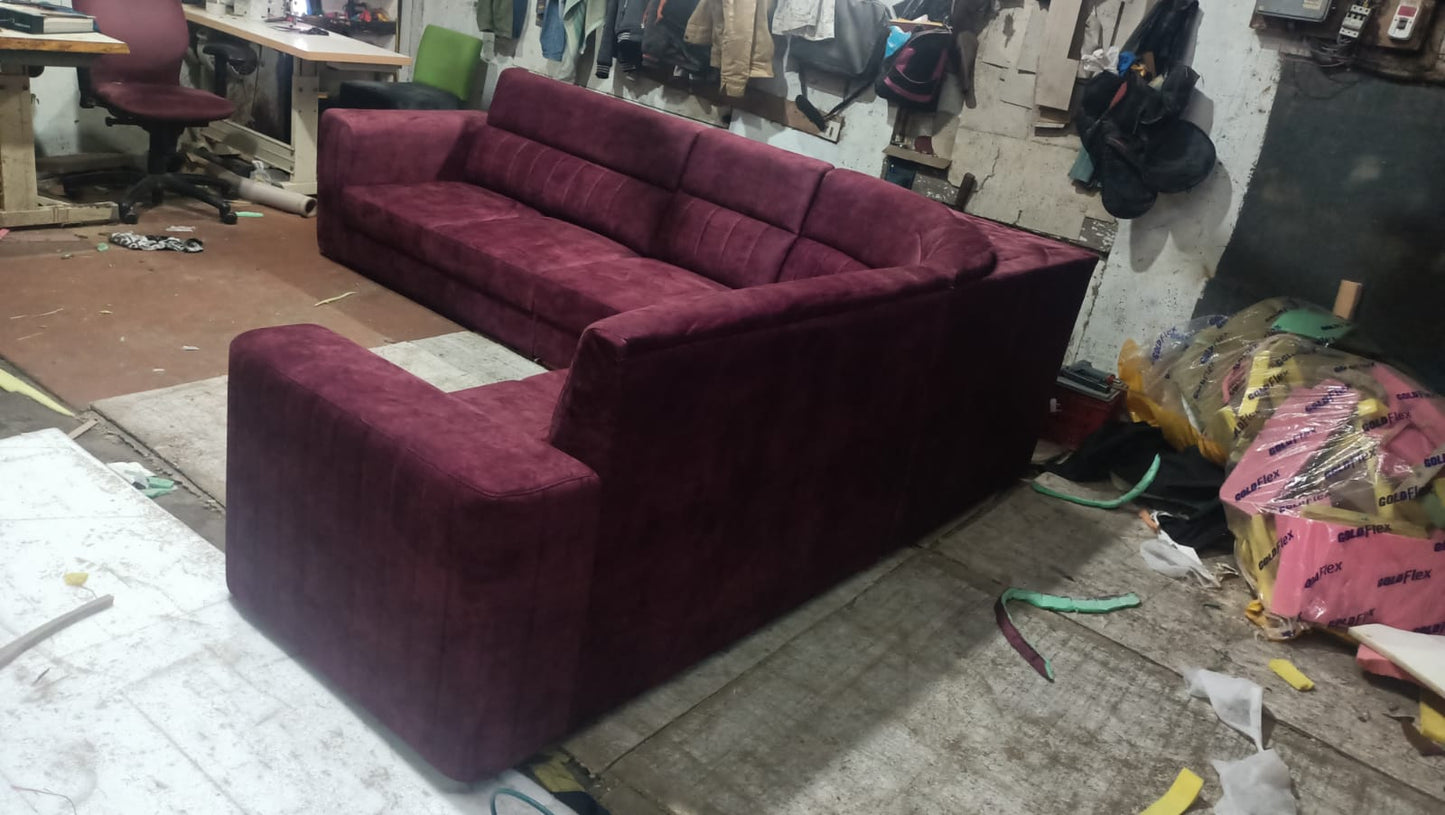 Purple Fabric Sofa Set