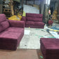 Purple Fabric Sofa Set