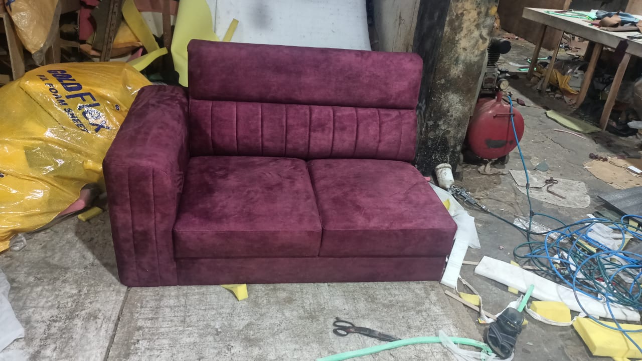 Purple Fabric Sofa Set