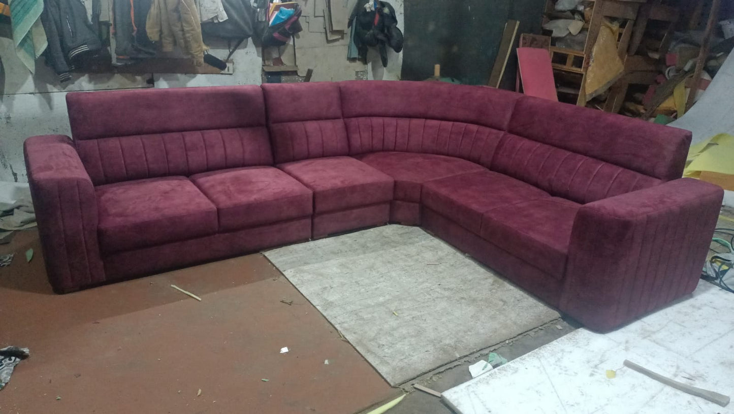 Purple Fabric Sofa Set