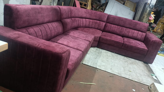 Purple Fabric Sofa Set