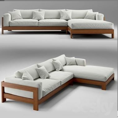 L-Shaped Wooden Fabric Sofa