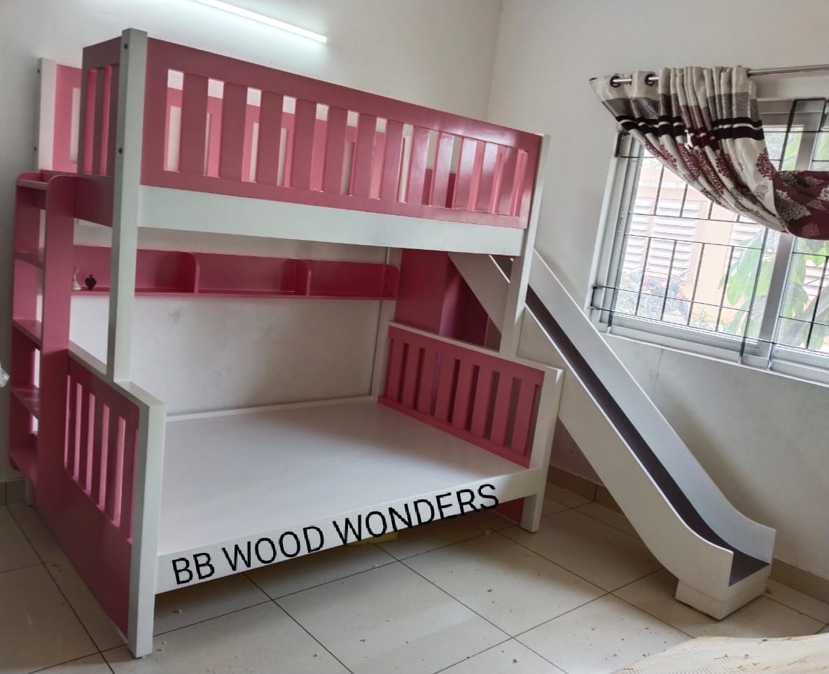 Wooden Bunk Bed with Stairs