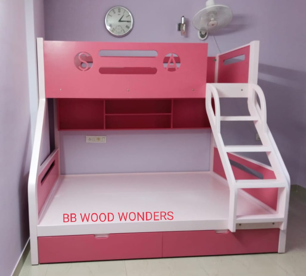 Wooden Bunk Bed with Stairs