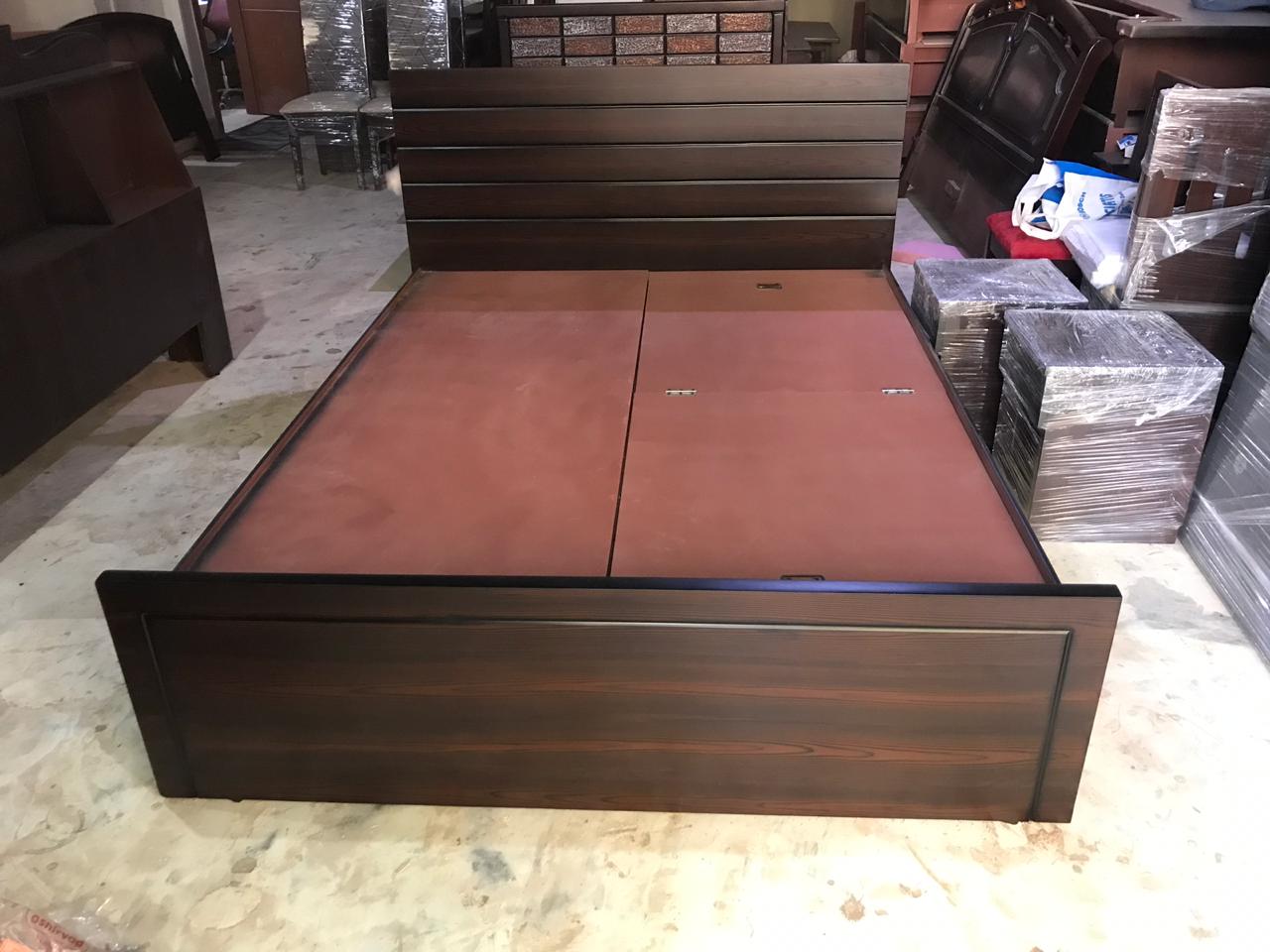 Queen Size Wooden Bed with Storage