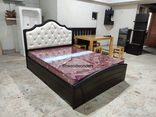 Wooden Cushion Bed with Storage