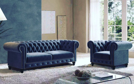 Royal Blue Fabric Sofa